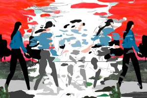 The original artwork that accompanied the article in the New York Times, by Jon Han